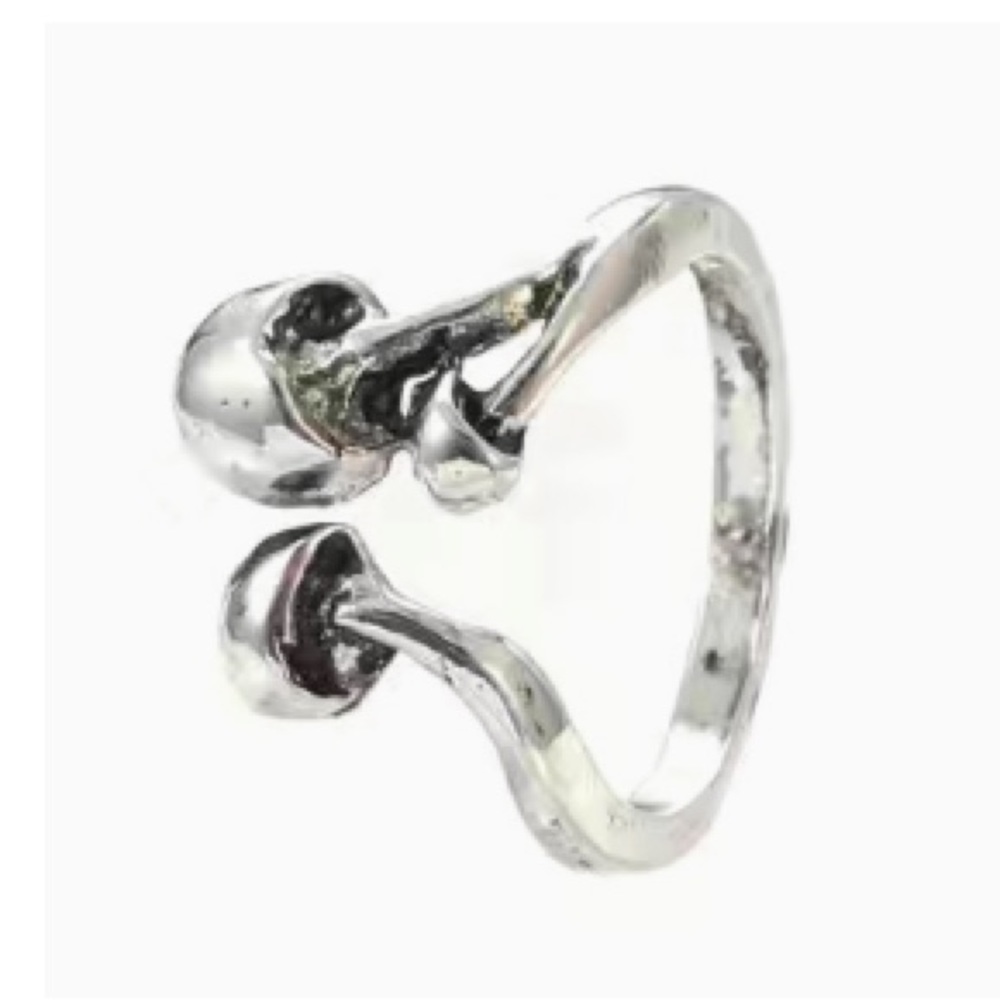 Antique Silver Mushroom Design Open Ring